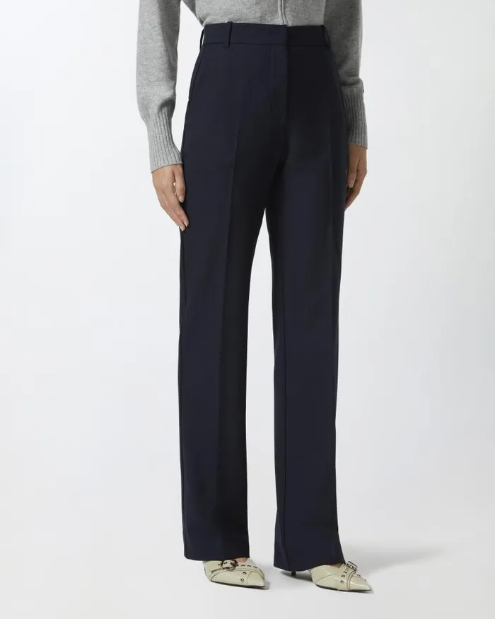Women Casual Trousers Pinko Wideleg Pinstriped Trousers Blueburgundy Women Casual Trousers Pinko Wideleg Pinstriped Trousers Blueburgundy