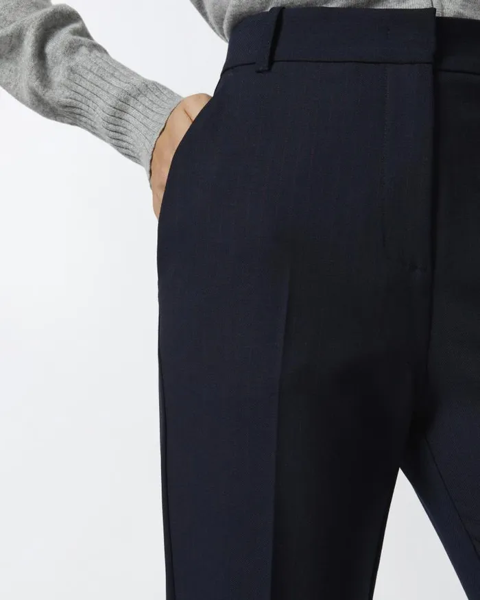 Women Casual Trousers Pinko Wideleg Pinstriped Trousers Blueburgundy Women Casual Trousers Pinko Wideleg Pinstriped Trousers Blueburgundy