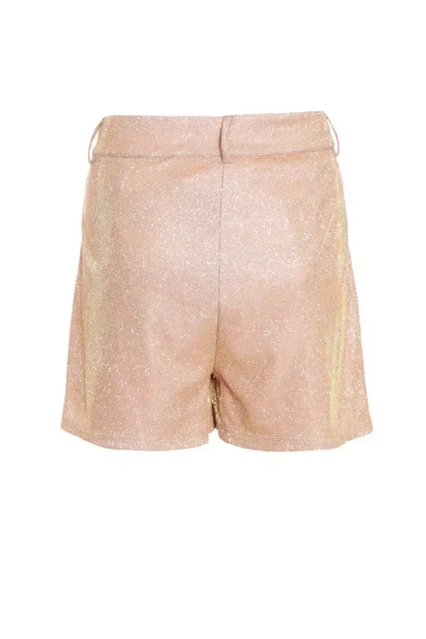 Women Champagne Glitter Tailored Shorts Quiz Clothing Shorts