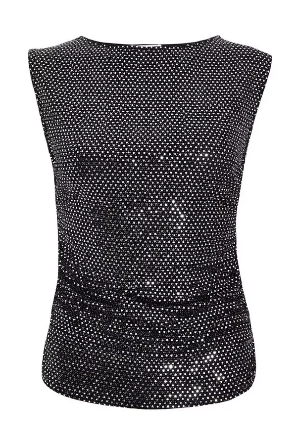 Women Charcoal Sequin Vest Top Quiz Clothing Going Out