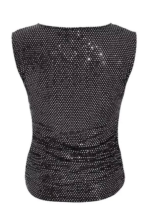 Women Charcoal Sequin Vest Top Quiz Clothing Going Out