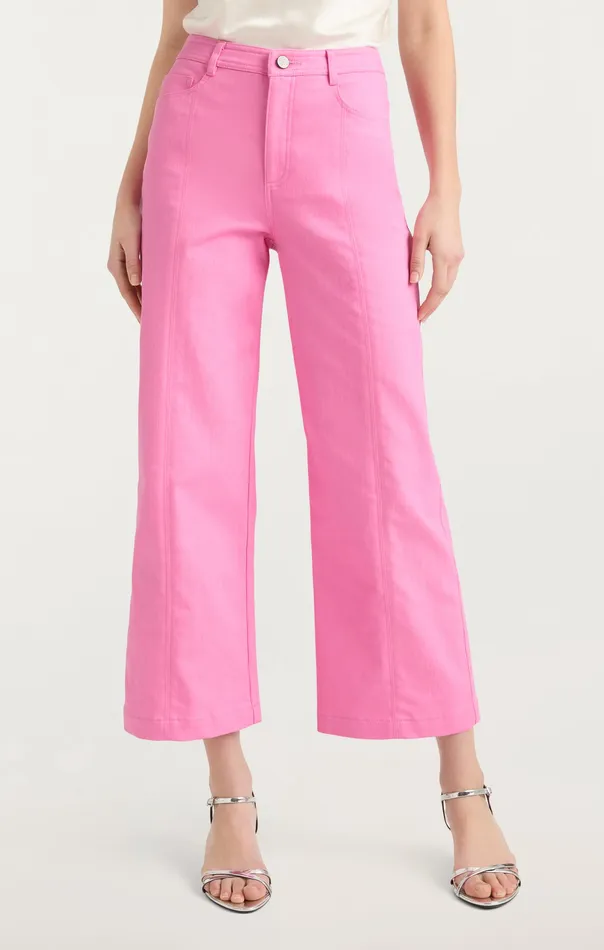 Women Cinq Sept Heart Embroidery Cropped Verona Pant Flamingo Bottoms