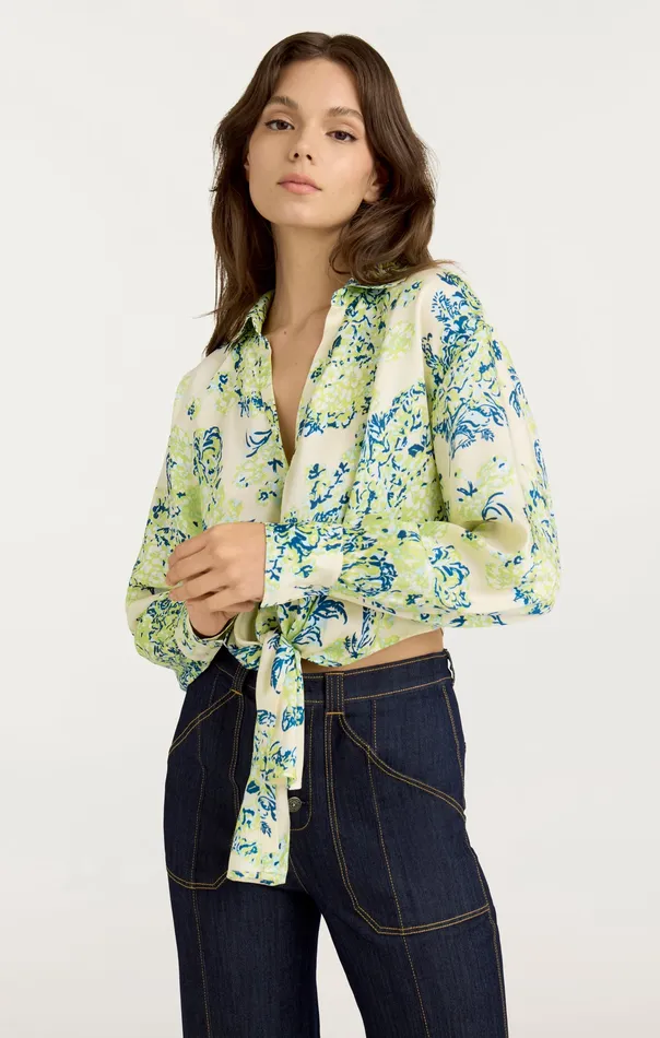 Women Cinq Sept Seaside Bouquet Marianna Top Light Plaster Multi Tops