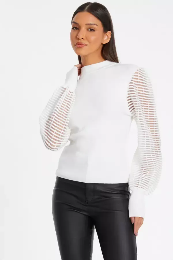 Women Cream High Neck Jumper Quiz Clothing Jumpers