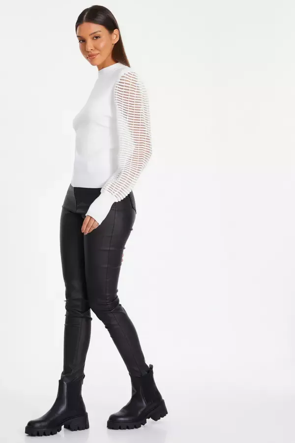 Women Cream High Neck Jumper Quiz Clothing Jumpers
