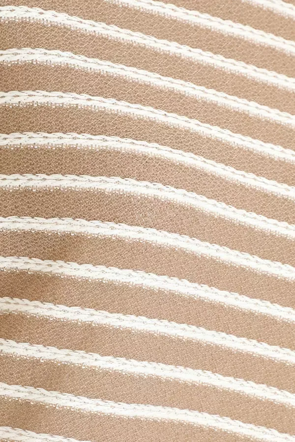 Women Cream Stripe Long Sleeve Crop Top Quiz Clothing Casual Clothing