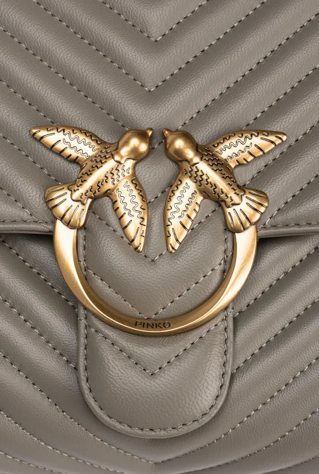 Women Crossbody Bags Pinko Big Lady Love Bag Puff Chevron Walnutantique Gold Women Crossbody Bags Pinko Big Lady Love Bag Puff Chevron Walnutantique Gold