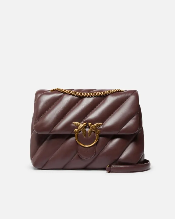 Women Crossbody Bags Pinko Big Love Bag Puff Maxi Quilt Choc Bitterantiquegold