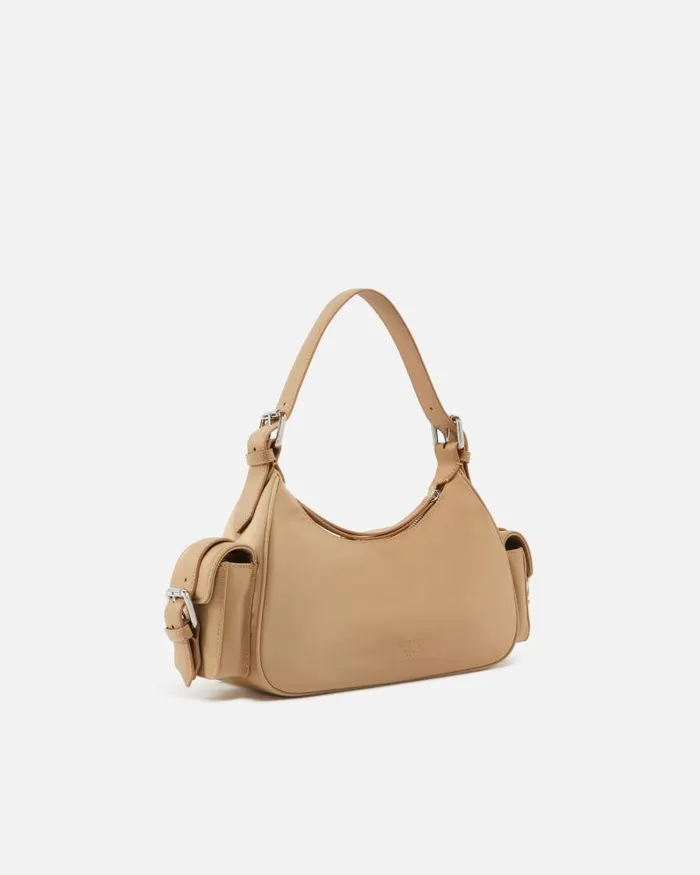 Women Crossbody Bags Pinko Cargo Bag In Recycled Technical Fabric Beigesmoke Greyshiny Nickel Women Crossbody Bags Pinko Cargo Bag In Recycled Technical Fabric Beigesmoke Greyshiny Nickel