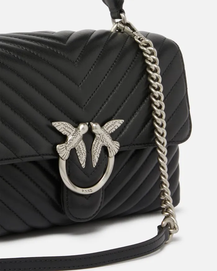 Women Crossbody Bags Pinko Classic Lady Love Bag Puff Chevron Blackold Silver Women Crossbody Bags Pinko Classic Lady Love Bag Puff Chevron Blackold Silver