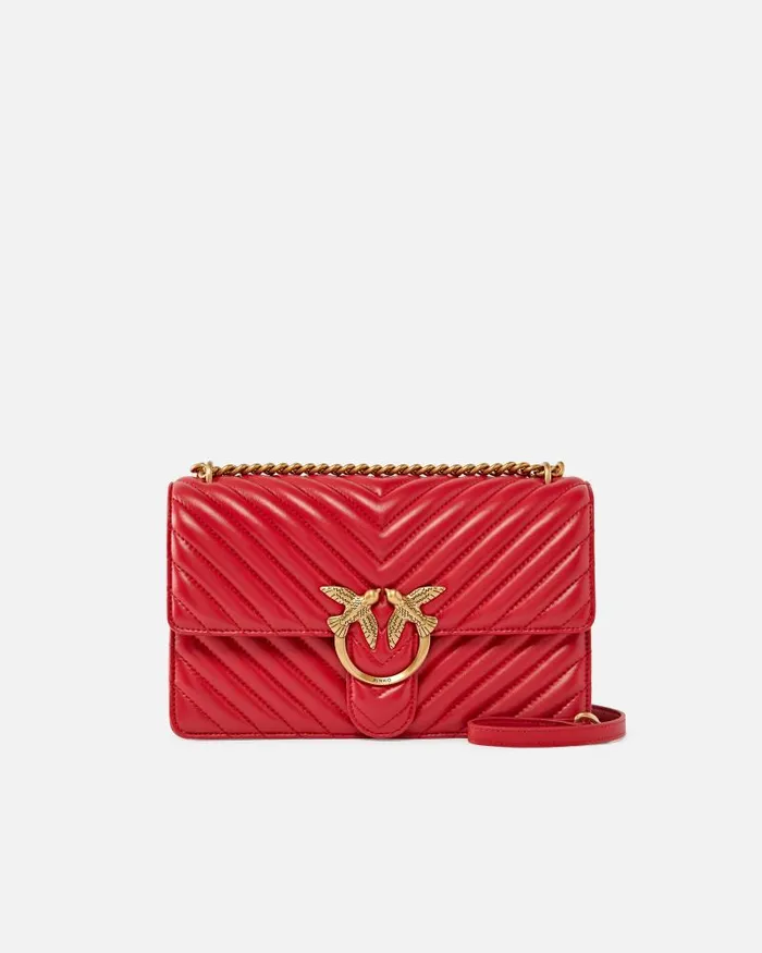 Women Crossbody Bags Pinko Classic LoveBag One Chevron Redantiquegold