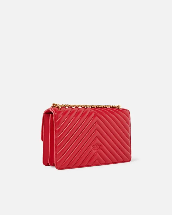 Women Crossbody Bags Pinko Classic LoveBag One Chevron Redantiquegold Women Crossbody Bags Pinko Classic LoveBag One Chevron Redantiquegold