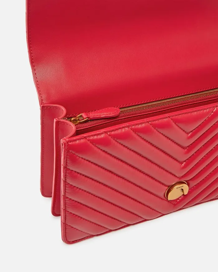 Women Crossbody Bags Pinko Classic LoveBag One Chevron Redantiquegold Women Crossbody Bags Pinko Classic LoveBag One Chevron Redantiquegold