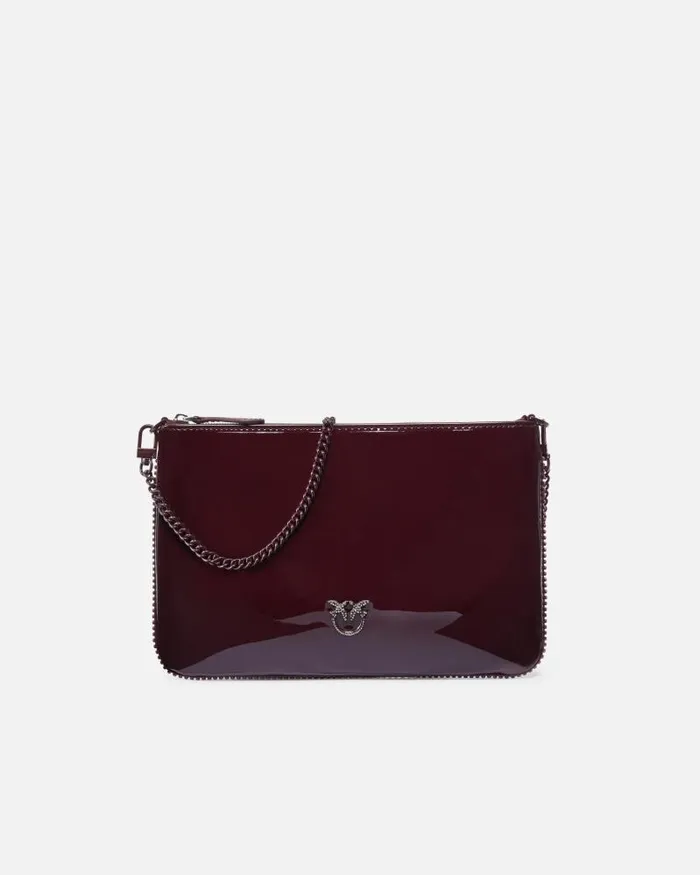 Women Crossbody Bags Pinko Glossy Handbag With Rhinestones And Shoulder Strap Choc Bittercolourblock Women Crossbody Bags Pinko Glossy Handbag With Rhinestones And Shoulder Strap Choc Bittercolourblock