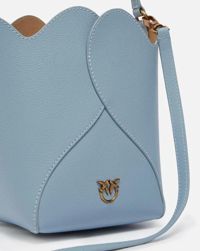 Women Crossbody Bags Pinko Heart Mini Leather Bucket Bag With Shoulder Strap Lightblueantique Gold Women Crossbody Bags Pinko Heart Mini Leather Bucket Bag With Shoulder Strap Lightblueantique Gold