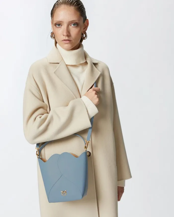 Women Crossbody Bags Pinko Heart Mini Leather Bucket Bag With Shoulder Strap Lightblueantique Gold Women Crossbody Bags Pinko Heart Mini Leather Bucket Bag With Shoulder Strap Lightblueantique Gold