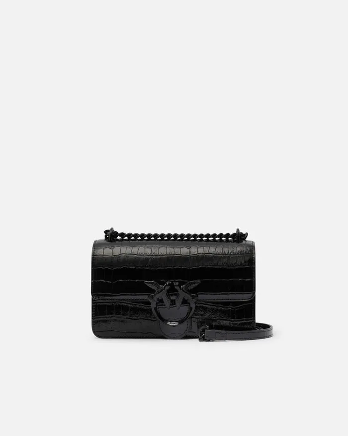 Women Crossbody Bags Pinko Love Bag Allblack Patent Crossbody Bag Limo Black Block Colour