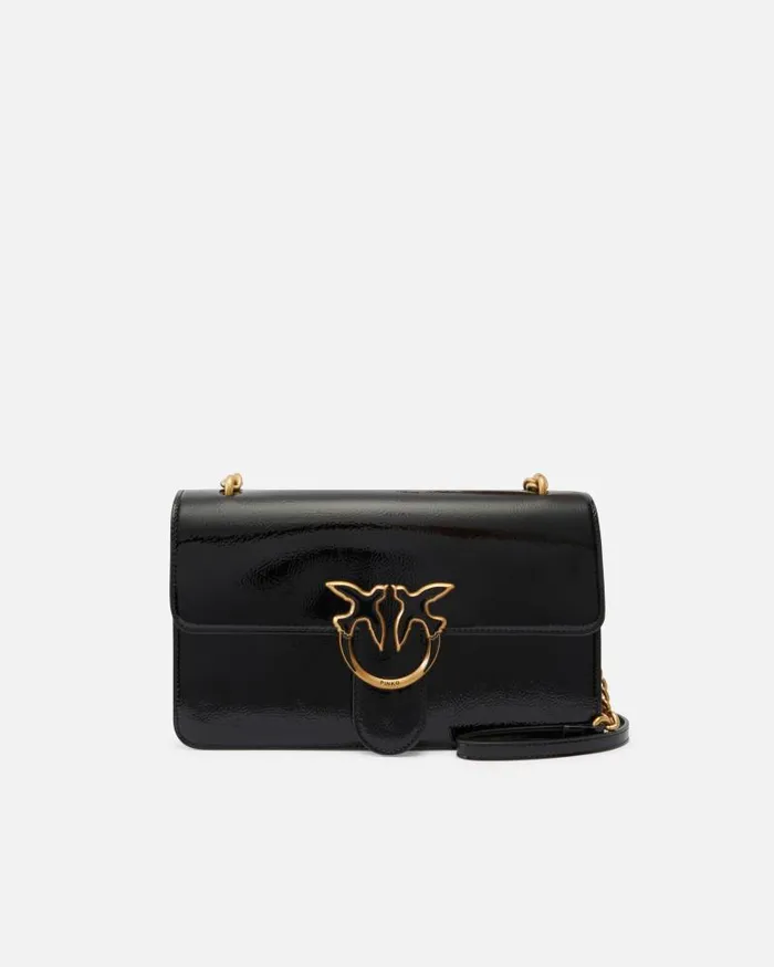 Women Crossbody Bags Pinko Love Bag Glossy Crossbody Bag Blackantique Gold