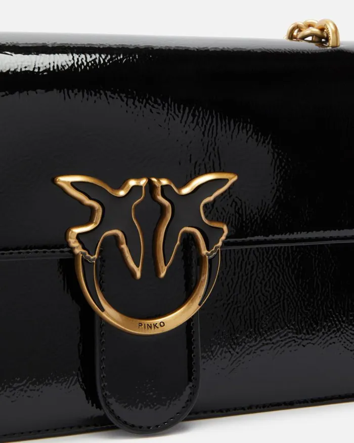 Women Crossbody Bags Pinko Love Bag Glossy Crossbody Bag Blackantique Gold Women Crossbody Bags Pinko Love Bag Glossy Crossbody Bag Blackantique Gold