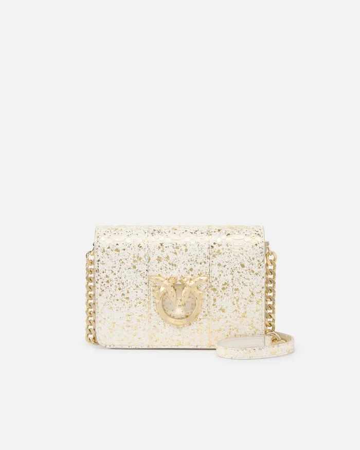Women Crossbody Bags Pinko Mini Love Bag Crossbody Bag In Laminated Reptile PINKO Galleria Goldlightgold