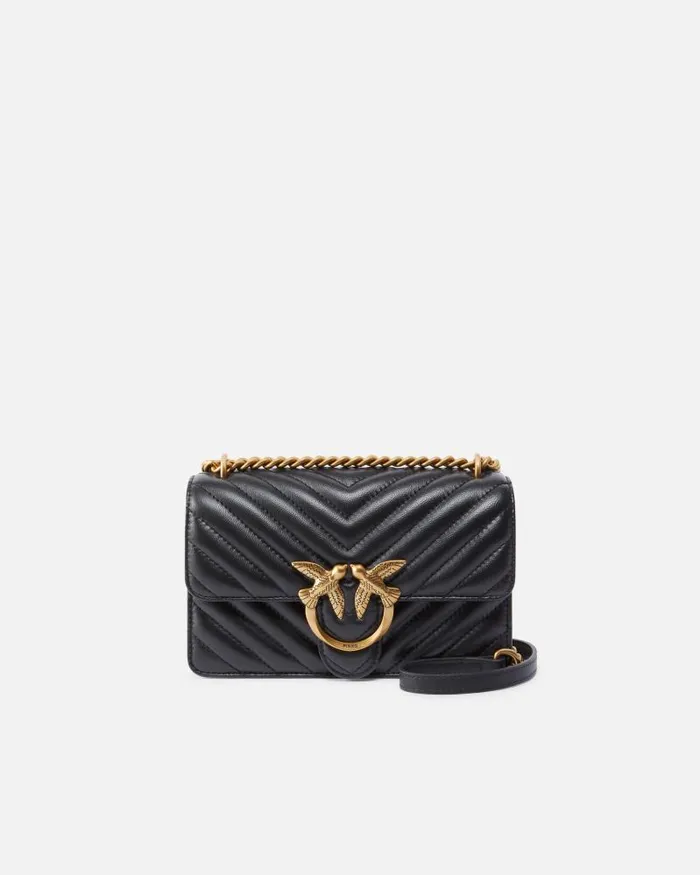 Women Crossbody Bags Pinko Mini Love Bag One Chevron Blackantique Gold