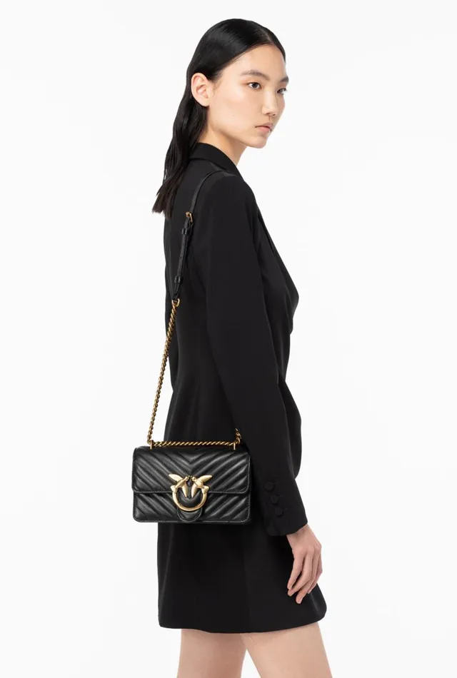 Women Crossbody Bags Pinko Mini Love Bag One Chevron Blackantique Gold Women Crossbody Bags Pinko Mini Love Bag One Chevron Blackantique Gold