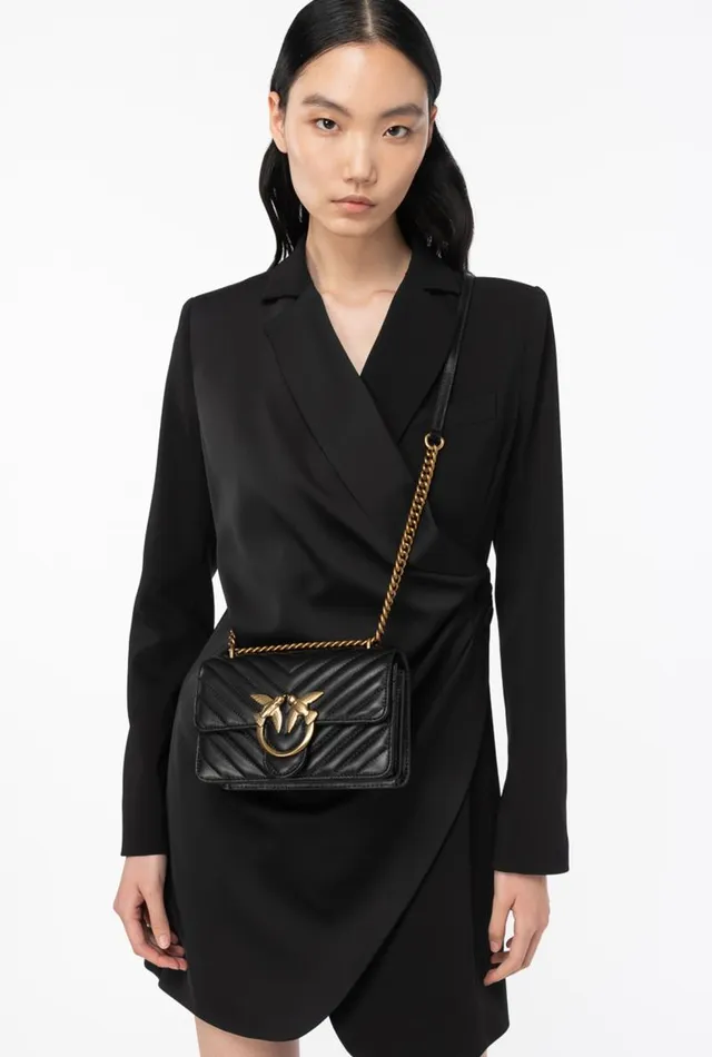 Women Crossbody Bags Pinko Mini Love Bag One Chevron Blackantique Gold Women Crossbody Bags Pinko Mini Love Bag One Chevron Blackantique Gold