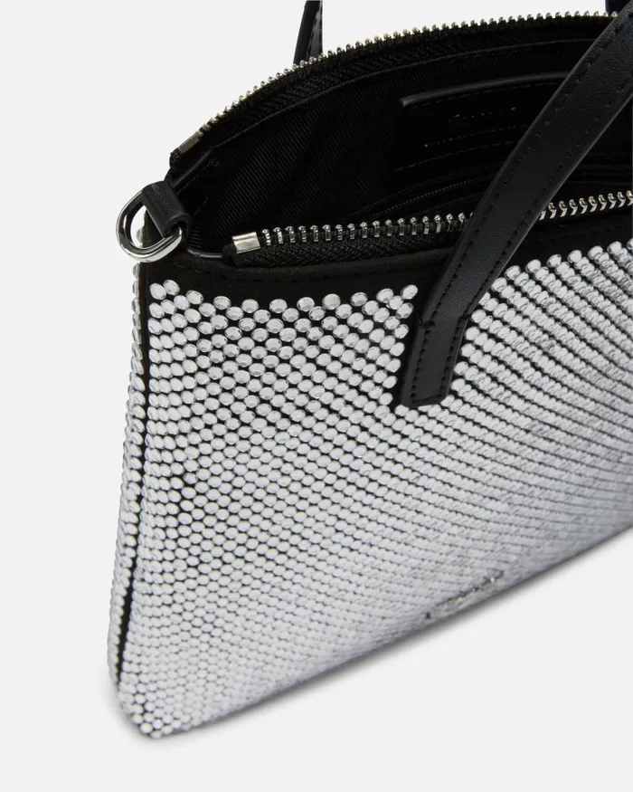 Women Crossbody Bags Pinko Small Shopping Bag With Jewel Rhinestones And Shoulder Strap Limo Blackgunmetal Grey Women Crossbody Bags Pinko Small Shopping Bag With Jewel Rhinestones And Shoulder Strap Limo Blackgunmetal Grey