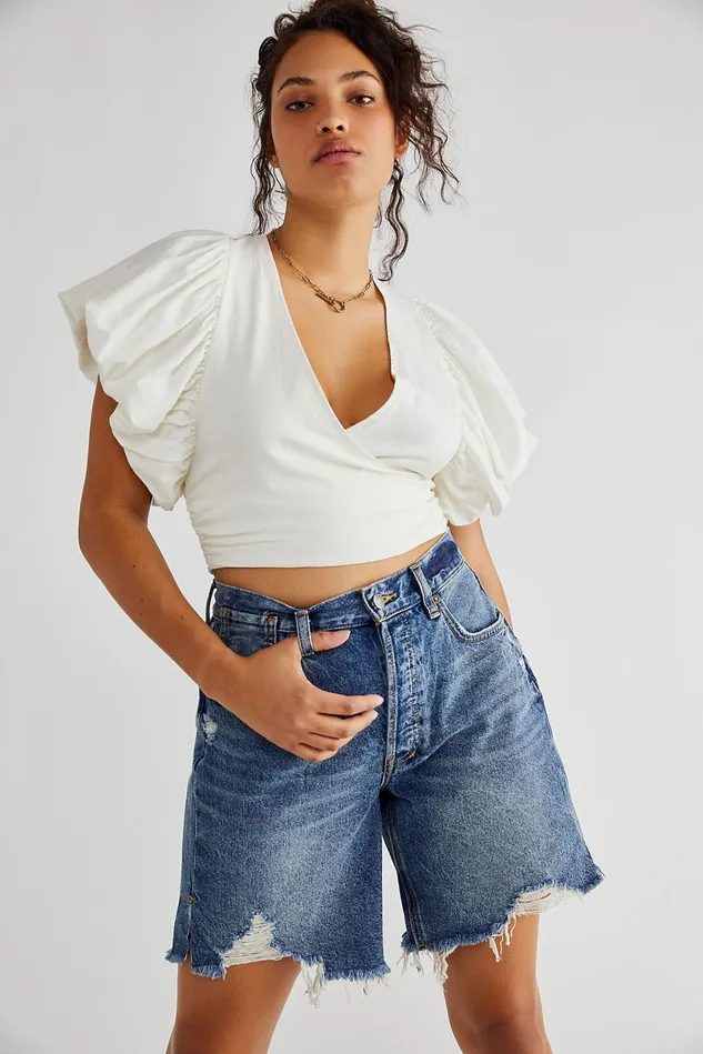 Women CRVY Jeans Free People CRVY Sequoia Shorts Moody Blue