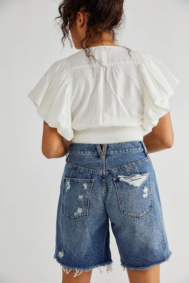 Women CRVY Jeans Free People CRVY Sequoia Shorts Moody Blue