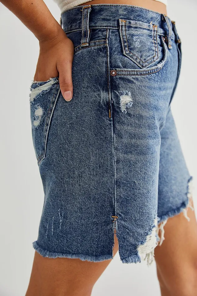 Women CRVY Jeans Free People CRVY Sequoia Shorts Moody Blue