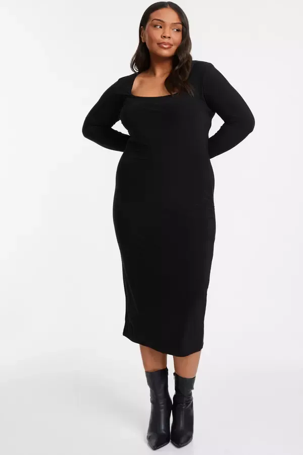 Women Curve Black Bodycon MidI Dress Quiz Clothing Dresses