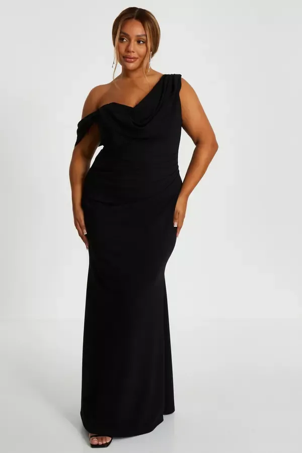 Women Curve Black Cowl Neck Maxi Dress Quiz Clothing Dresses