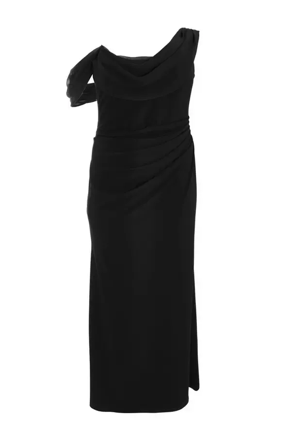 Women Curve Black Cowl Neck Maxi Dress Quiz Clothing Dresses