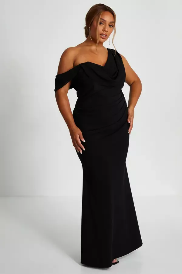 Women Curve Black Cowl Neck Maxi Dress Quiz Clothing Dresses