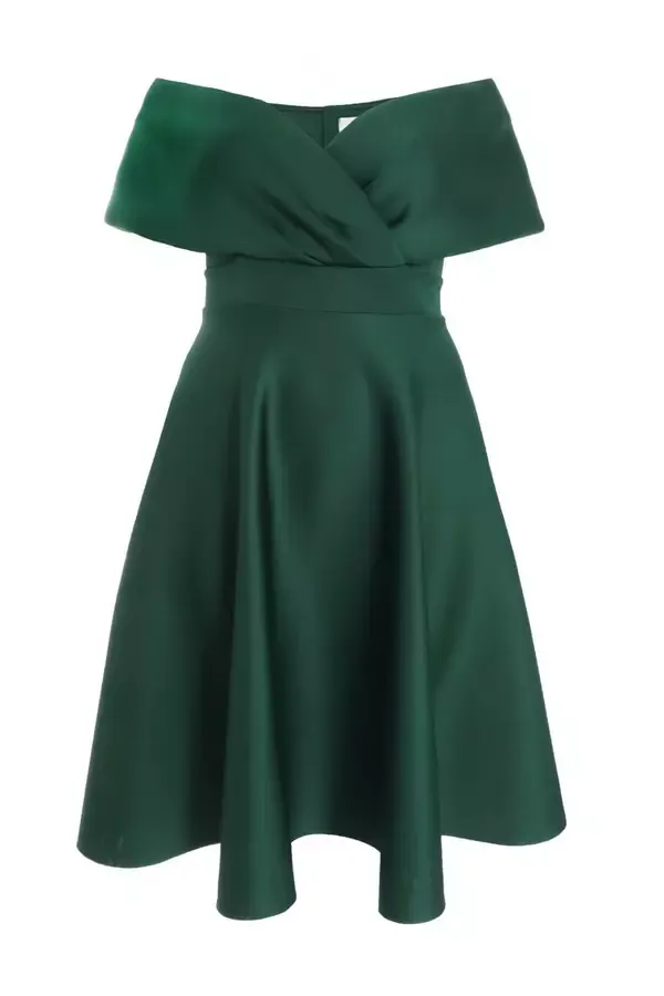 Women Curve Bottle Green Midi Skater Dress Quiz Clothing Dresses