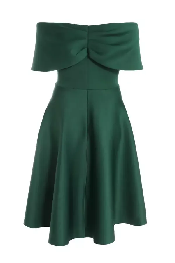 Women Curve Bottle Green Midi Skater Dress Quiz Clothing Dresses