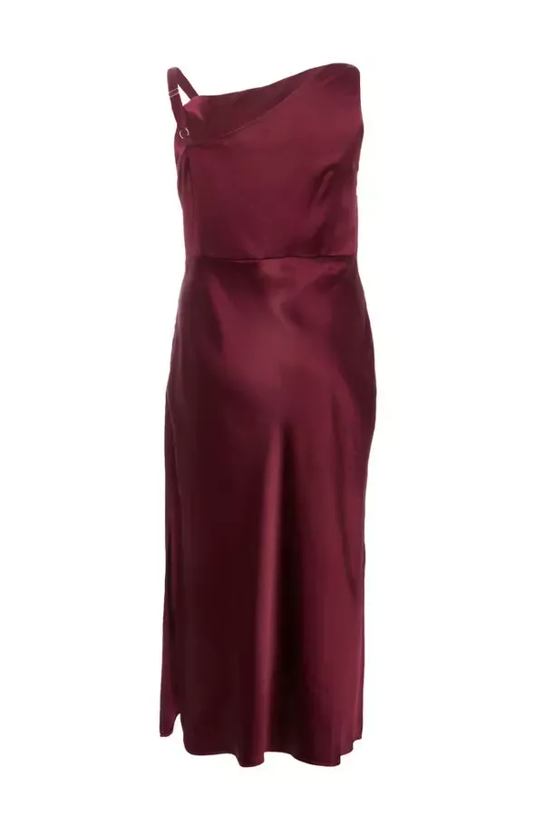 Women Curve Dark Red Satin Midaxi Dress Quiz Clothing Dresses