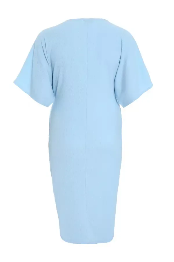 Women Curve Light Blue Knot Front Midi Dress Quiz Clothing Dresses