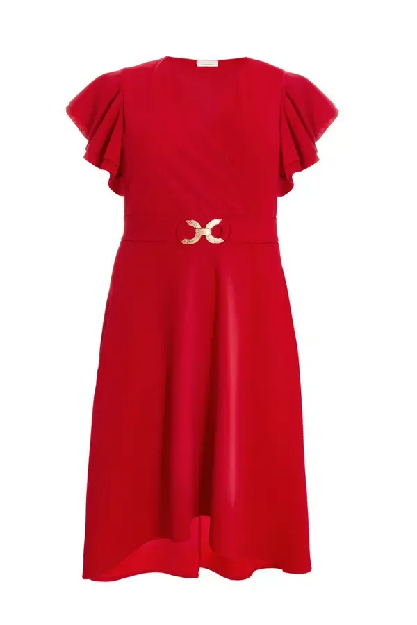 Women Curve Red Skater Midi Dress Quiz Clothing Dresses