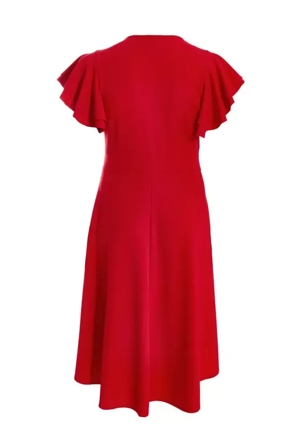 Women Curve Red Skater Midi Dress Quiz Clothing Dresses