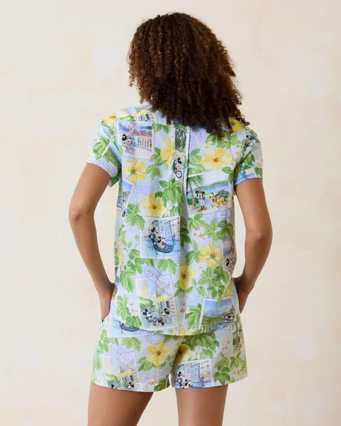 Women Disney Coastalina Postcard To Paradise Linen Camp Shirt Continental Tommy Bahama Tops and Shirts Women Disney Coastalina Postcard To Paradise Linen Camp Shirt Continental Tommy Bahama Tops and Shirts