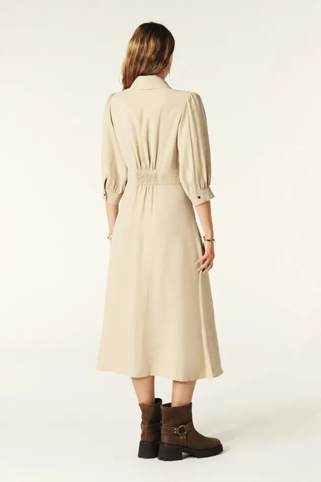 Women Dresses Baandsh Midi Shirt Dress Lettra Beige