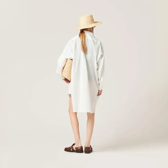 Women Dresses Miu Miu Batiste Dress Ivory Women Dresses Miu Miu Batiste Dress Ivory