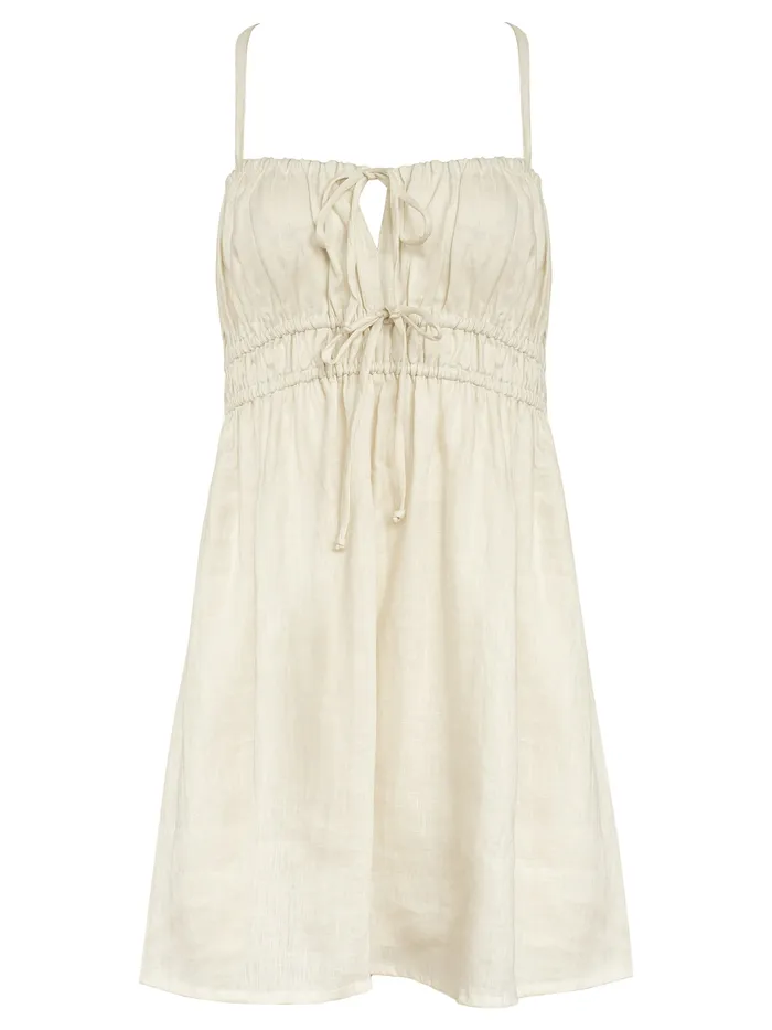 Women Dresses The UNDONE Faithfull The Brand 8211 Shivka Mini Dress in Egg Shell