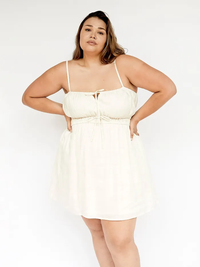 Women Dresses The UNDONE Faithfull The Brand 8211 Shivka Mini Dress in Egg Shell