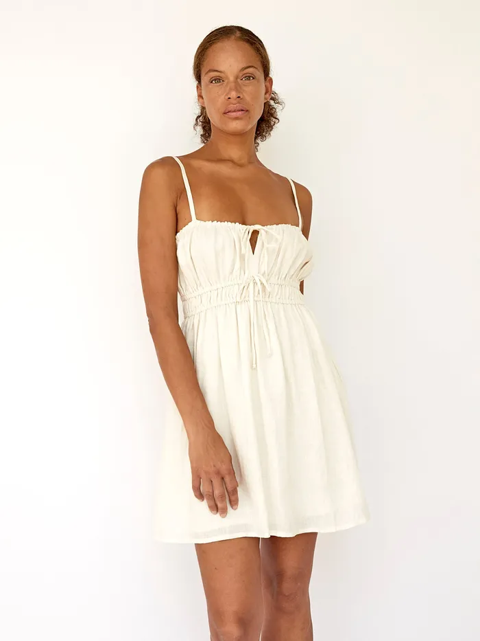 Women Dresses The UNDONE Faithfull The Brand 8211 Shivka Mini Dress in Egg Shell
