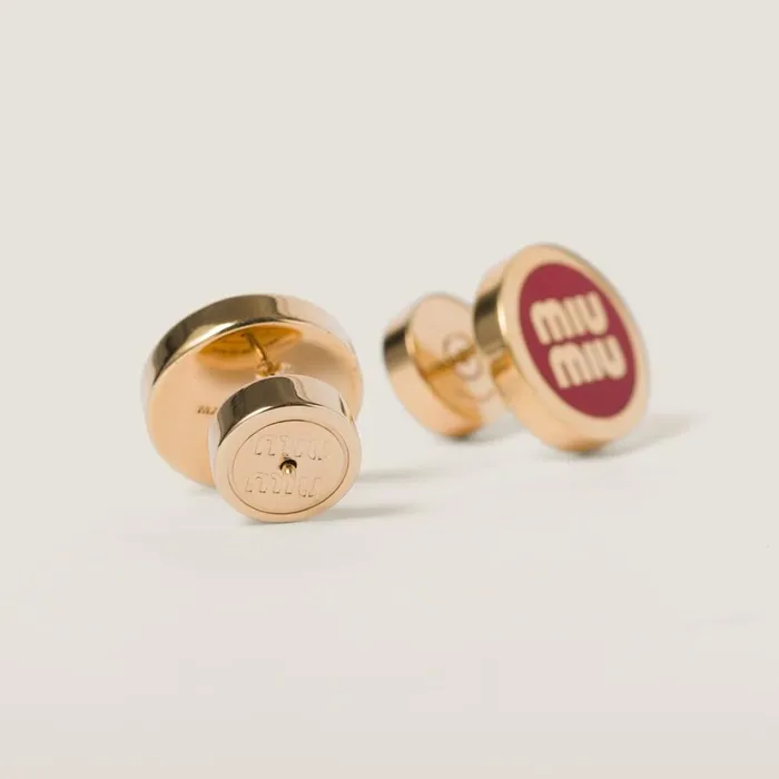 Women Earrings Miu Miu Enameled Metal Earrings Red Women Earrings Miu Miu Enameled Metal Earrings Red