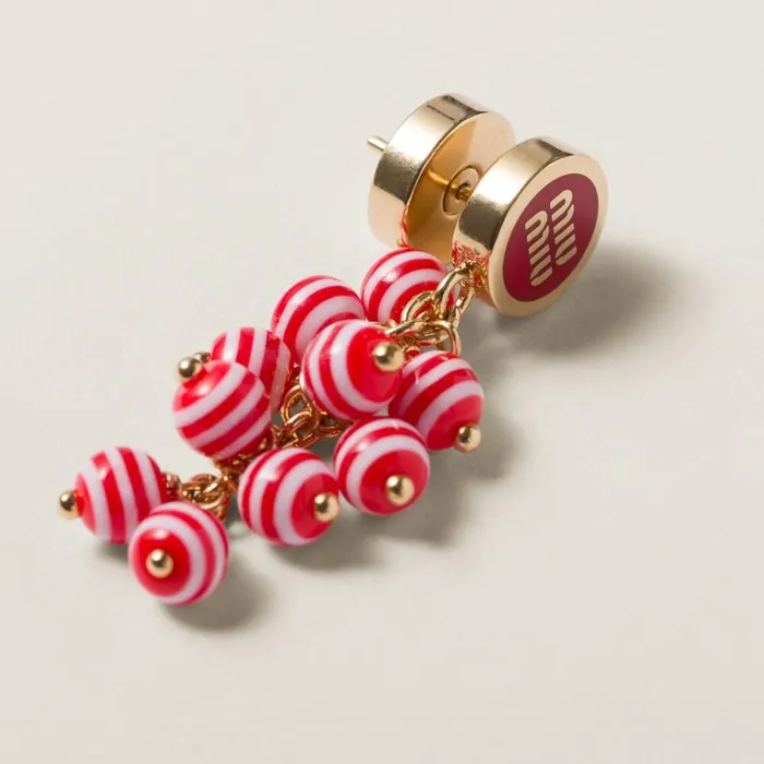 Women Earrings Miu Miu Metal Earrings With Synthetic Pearls Red Women Earrings Miu Miu Metal Earrings With Synthetic Pearls Red