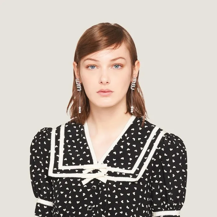 Women Earrings Miu Miu Pendant Earrings With Crystals Steelcrystal Women Earrings Miu Miu Pendant Earrings With Crystals Steelcrystal